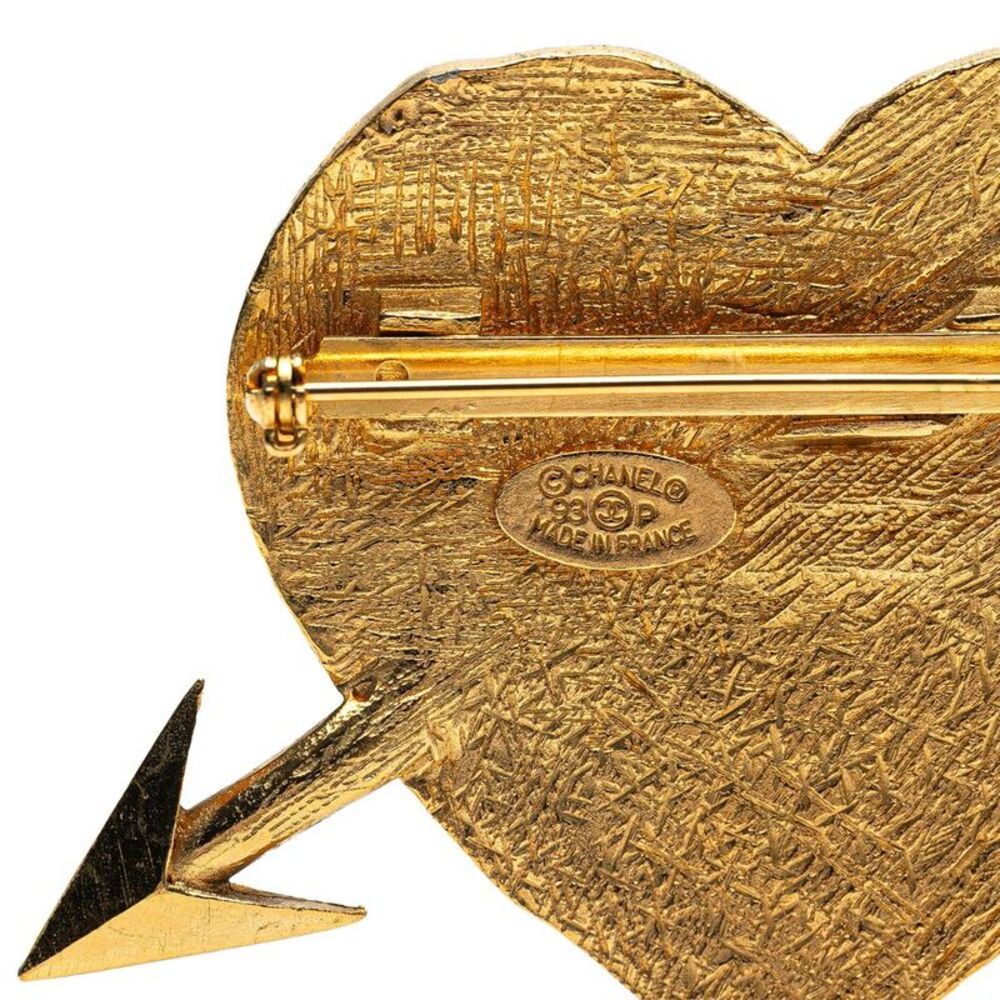 Pre Loved chanel Heart Arrow Brooch Women Gold Brooches - Picture 3 of 5